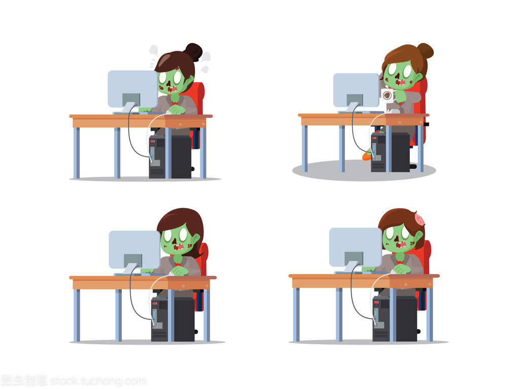 僵尸女商人的工作与盈方计算机动画设置