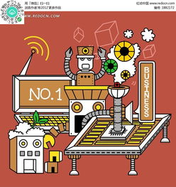 卡通机器世界 用笔记本电脑和烟筒矢量图打造个性角色